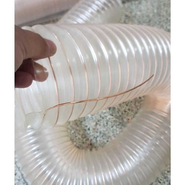 Poliüretan Bakır Telli Şeffaf Toz Talaş Emiş Hortum ( İç Çap 52mm) ( 3mt ) Pu 070